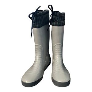 OKESPOR Spike Snow Boots Grey Plaid Top Lining Size Fuzzy 12.5 US 46 Eur